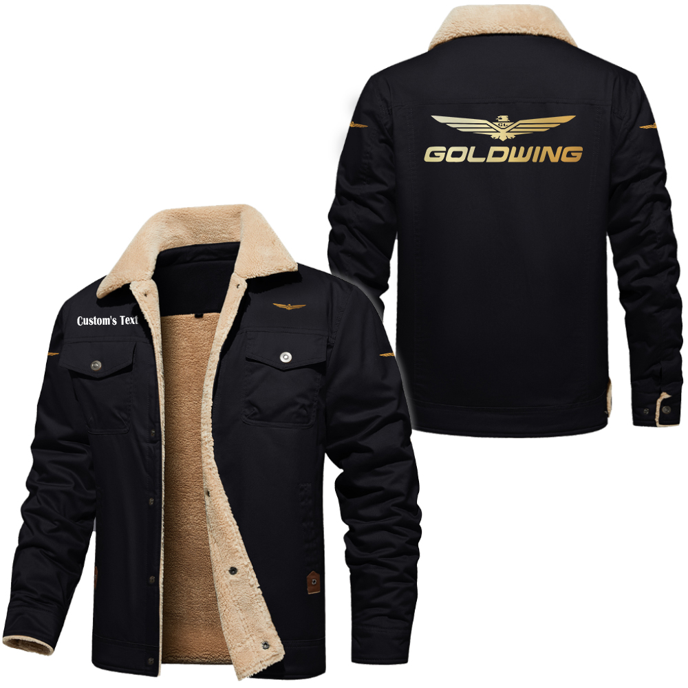 Goldwing Golden Logo Cargo Fleece Lined Cotton Jacket Multicolor, vintage style, customize name 