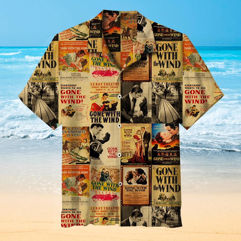 Gone With The Wind Classic Poster | Short-sleeved Unisex Hawaiian Shirt - Famjoys Gone With The Wind Classic Poster | Short-sleeved Unisex Hawaiian Shirt - Famjoys