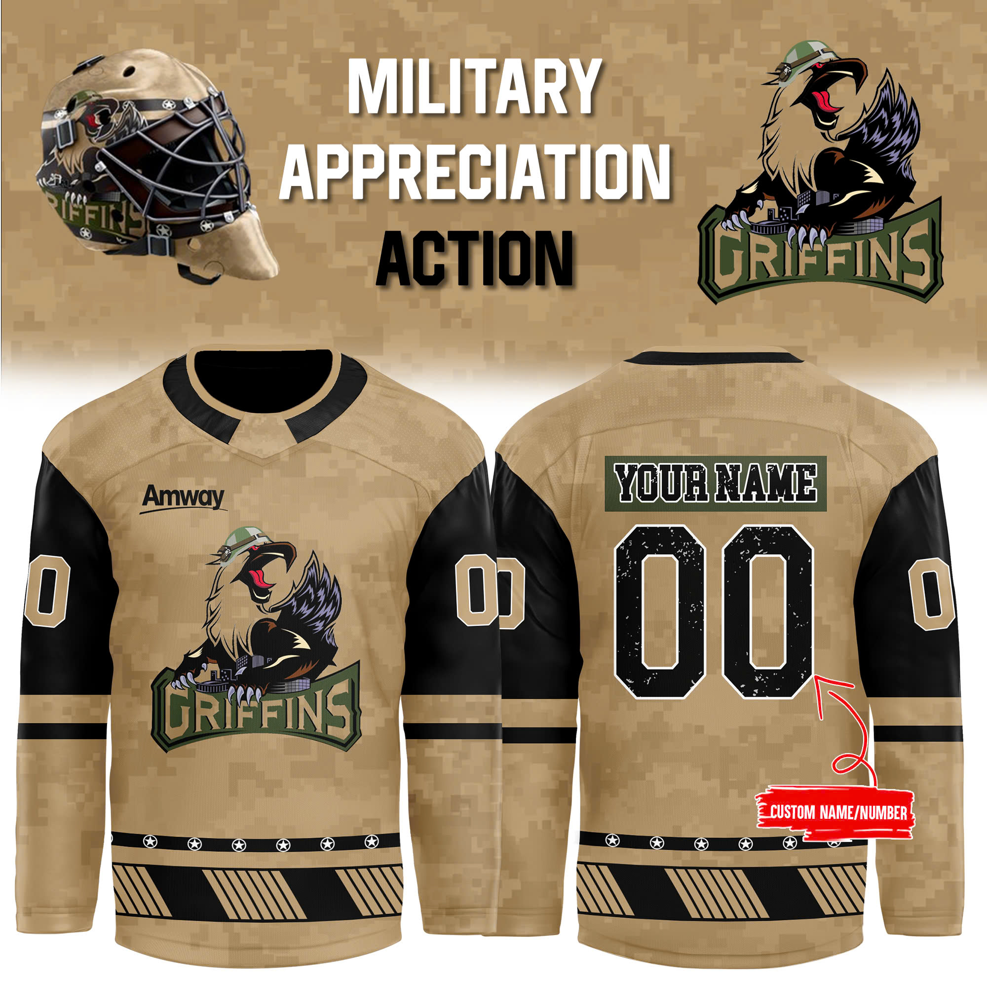 Grand Rapids Griffins x Military Appreciation Jersey - Famjoys Grand Rapids Griffins x Military Appreciation Jersey - Famjoys