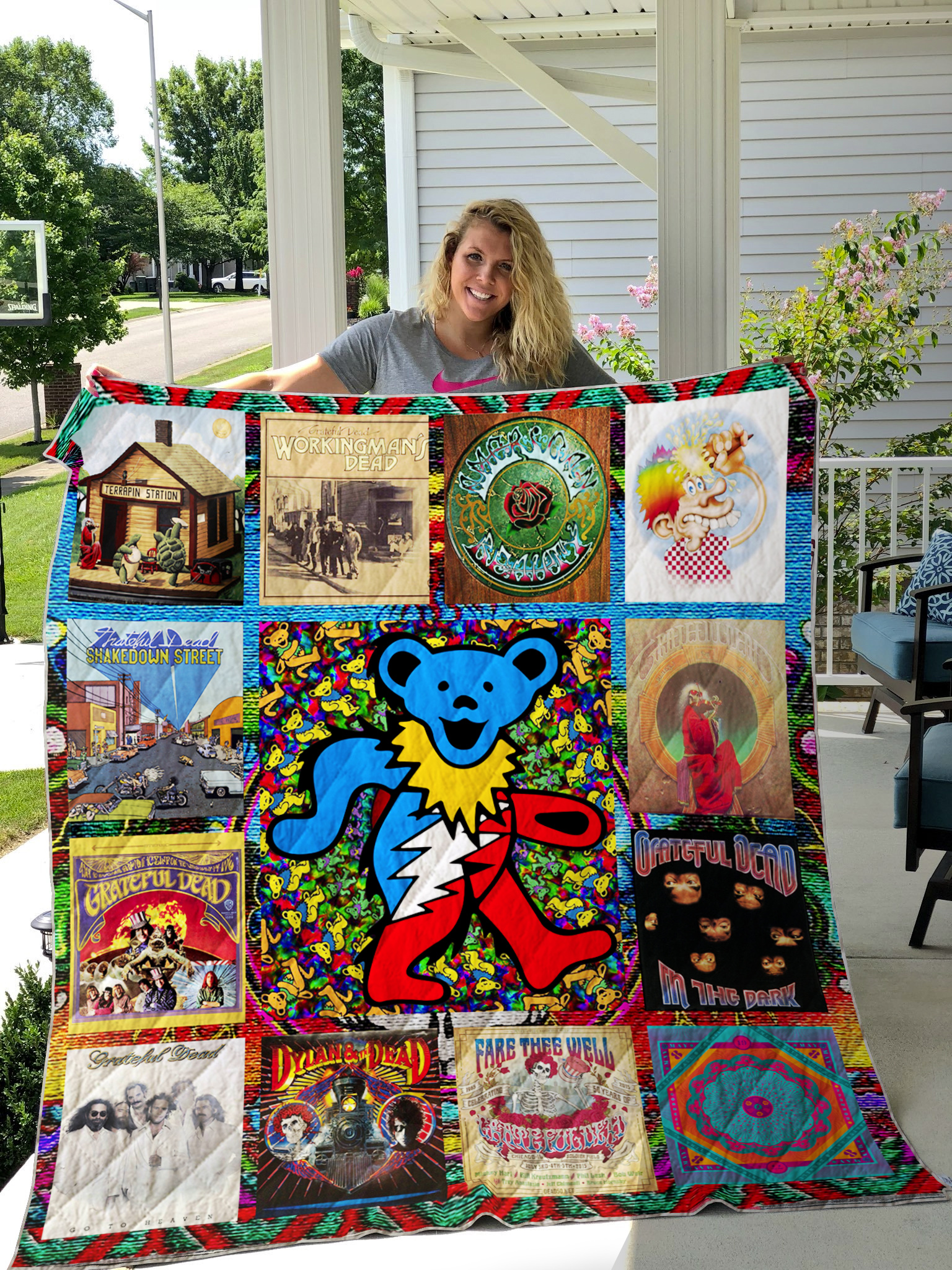 Grateful Dead Quilt Blanket - Famjoys Grateful Dead Quilt Blanket - Famjoys