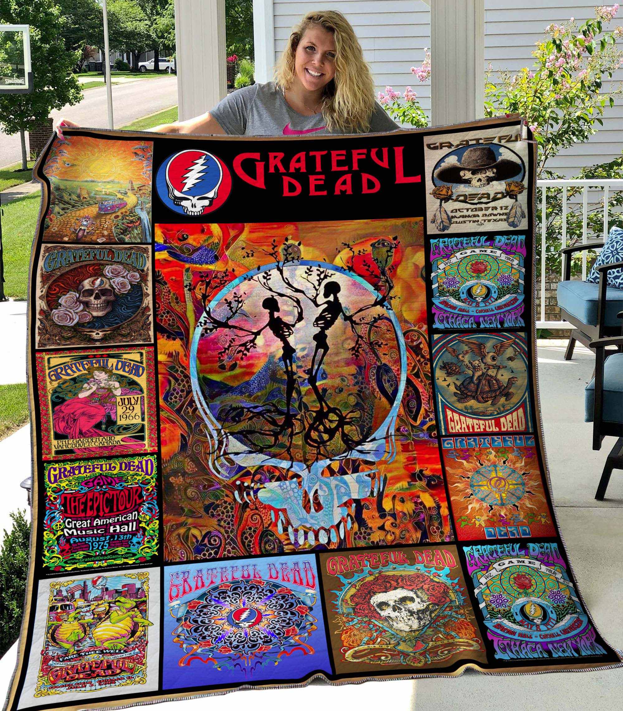 Grateful Dead Quilt Blanket - Famjoys Grateful Dead Quilt Blanket - Famjoys