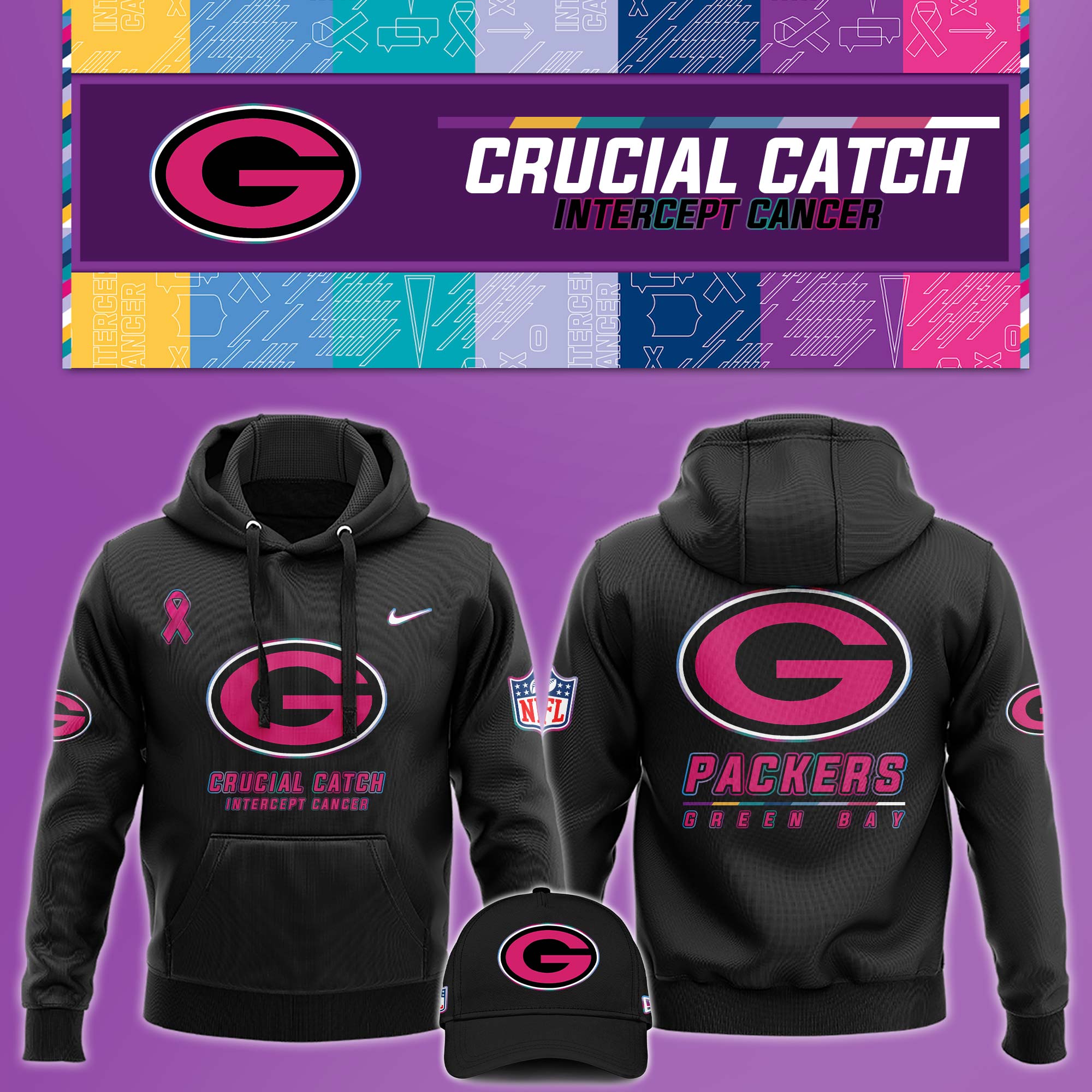Green Bay Packer Crucial Catch Hoodie V2 - Famjoys Green Bay Packer Crucial Catch Hoodie V2 - Famjoys