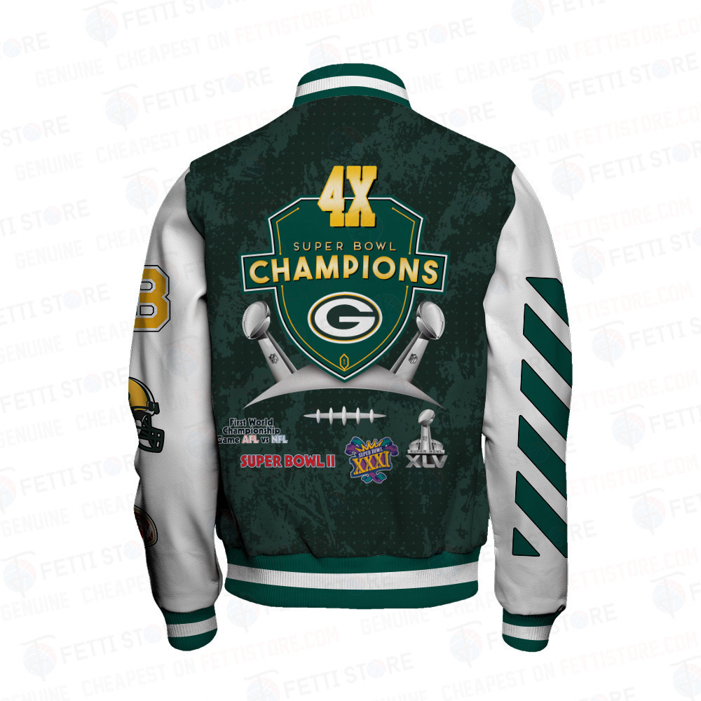 Green Bay Packers 4X Champions Print Varsity Jacket SFAT V9 - Famjoys Green Bay Packers 4X Champions Print Varsity Jacket SFAT V9 - Famjoys
