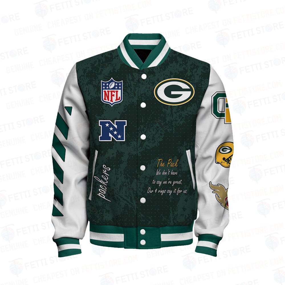 Green Bay Packers 4X Champions Print Varsity Jacket SFAT V9 - Famjoys Green Bay Packers 4X Champions Print Varsity Jacket SFAT V9 - Famjoys