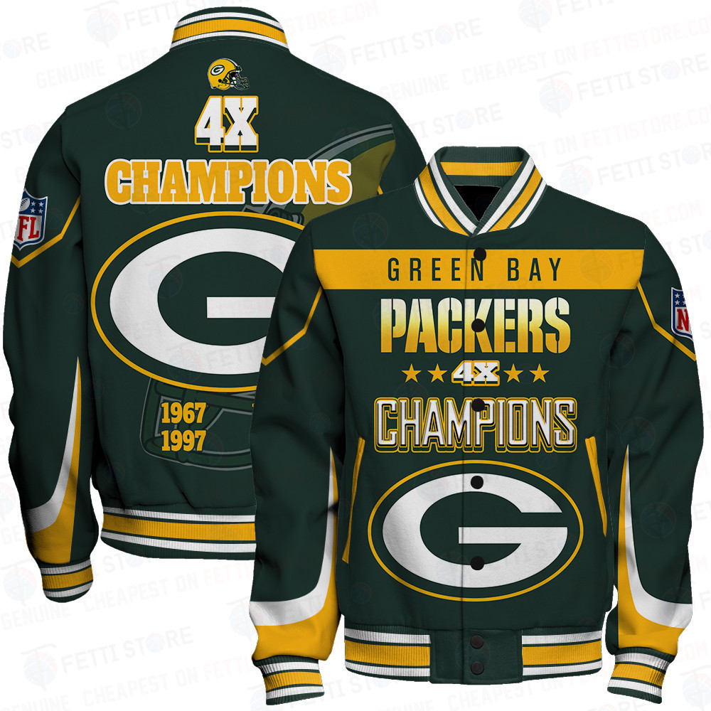 Green Bay Packers 4X Super Bowl Champions Varsity Jacket - Famjoys Green Bay Packers 4X Super Bowl Champions Varsity Jacket - Famjoys