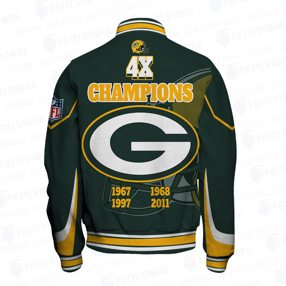 Green Bay Packers 4X Super Bowl Champions Varsity Jacket - Famjoys Green Bay Packers 4X Super Bowl Champions Varsity Jacket - Famjoys