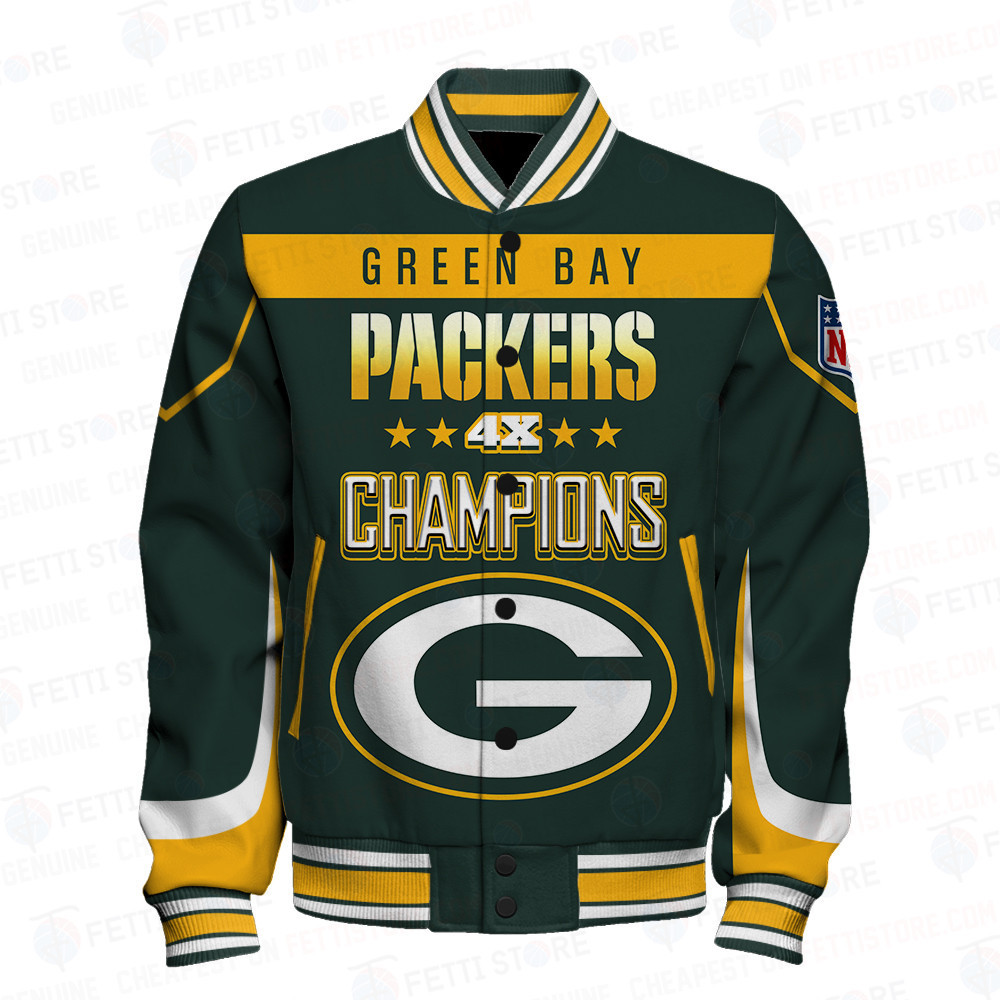Green Bay Packers 4X Super Bowl Champions Varsity Jacket - Famjoys Green Bay Packers 4X Super Bowl Champions Varsity Jacket - Famjoys