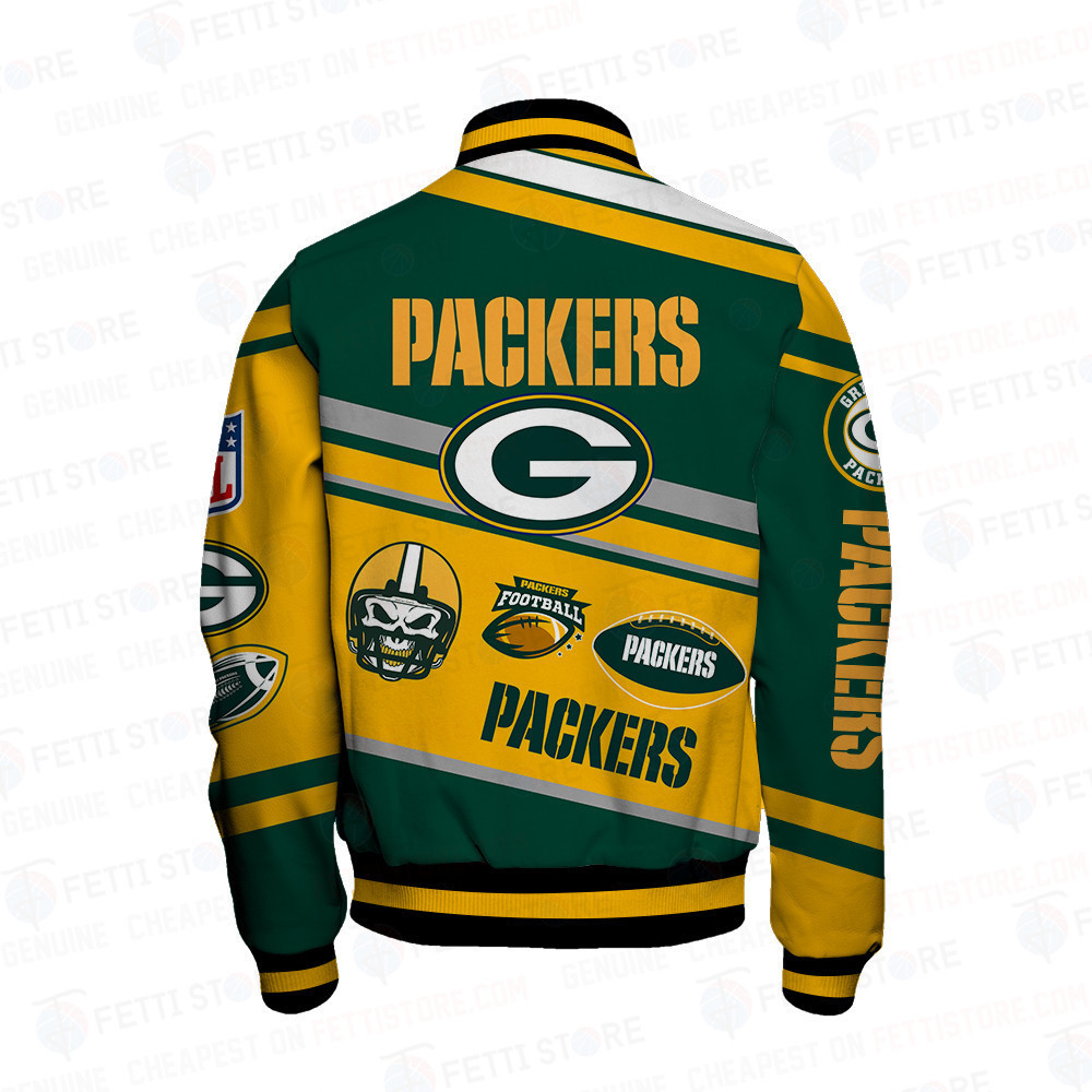 Green Bay Packers American Football League Pattern Varsity Jacket - Famjoys Green Bay Packers American Football League Pattern Varsity Jacket - Famjoys