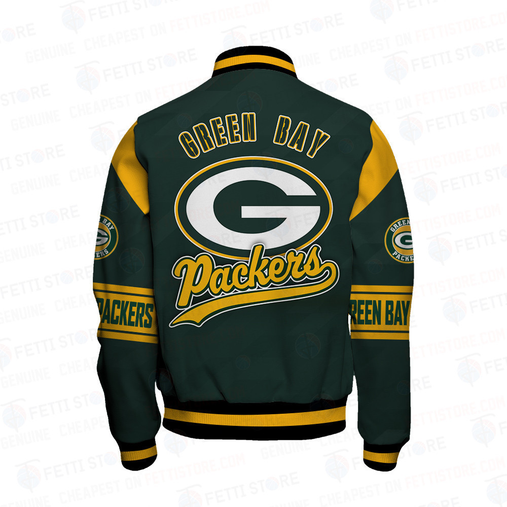 Green Bay Packers American Football League Pattern Varsity Jacket SH1 V2 - Famjoys Green Bay Packers American Football League Pattern Varsity Jacket SH1 V2 - Famjoys