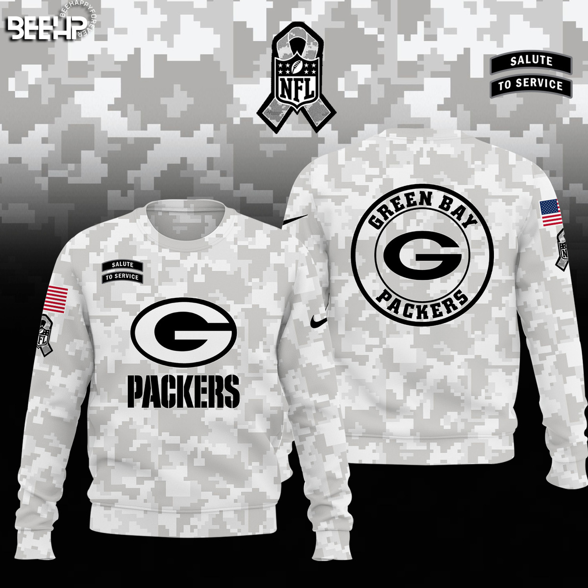Green Bay Packers Camo Salute to Service Combo - Famjoys Green Bay Packers Camo Salute to Service Combo - Famjoys