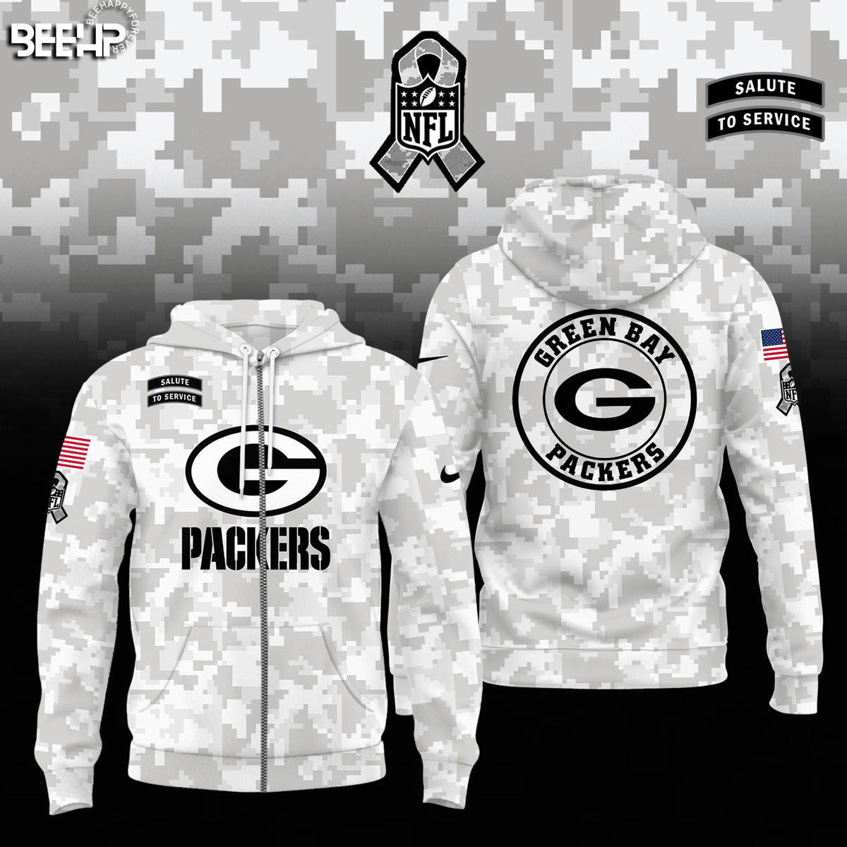 Green Bay Packers Camo Salute to Service Combo - Famjoys Green Bay Packers Camo Salute to Service Combo - Famjoys