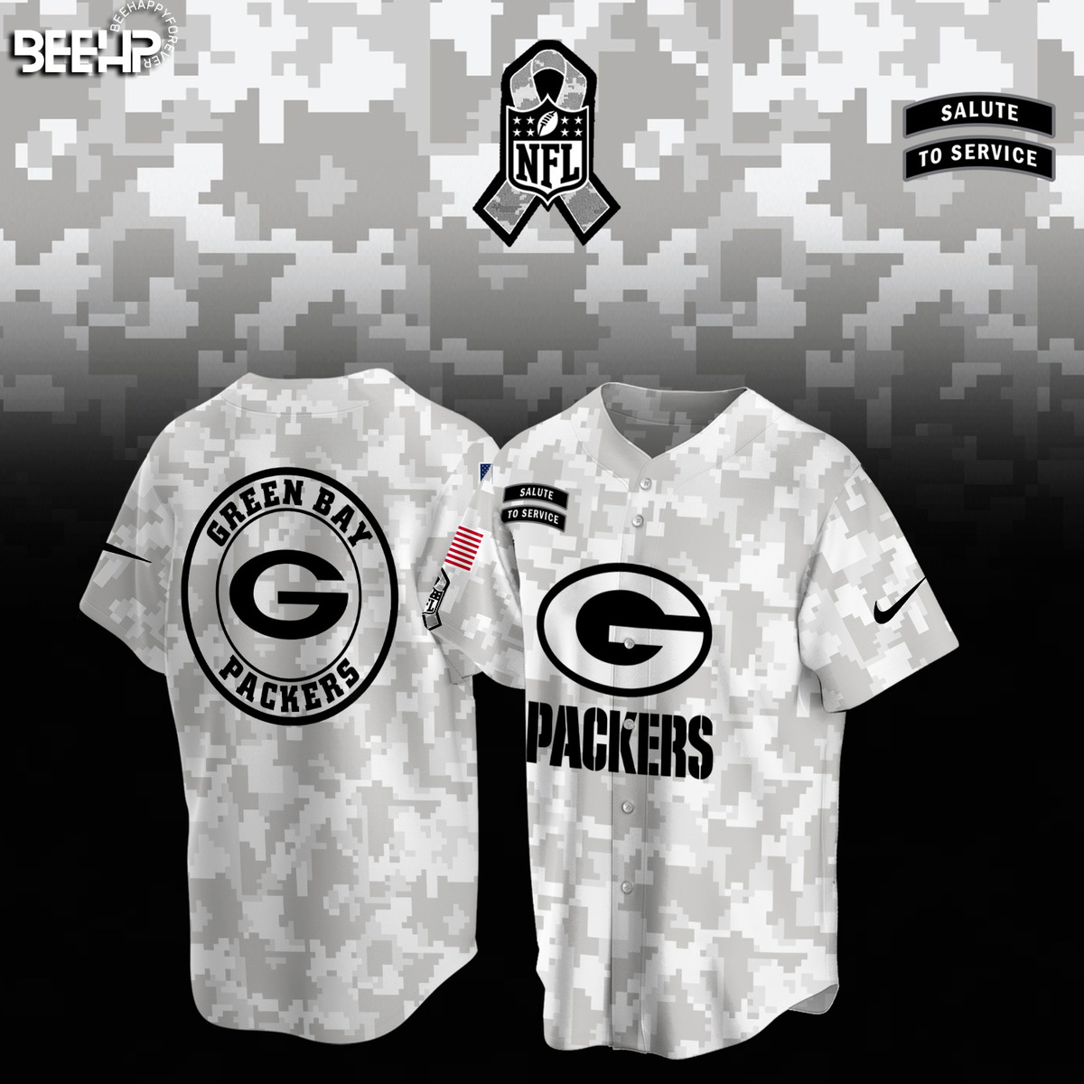 Green Bay Packers Camo Salute to Service Combo - Famjoys Green Bay Packers Camo Salute to Service Combo - Famjoys