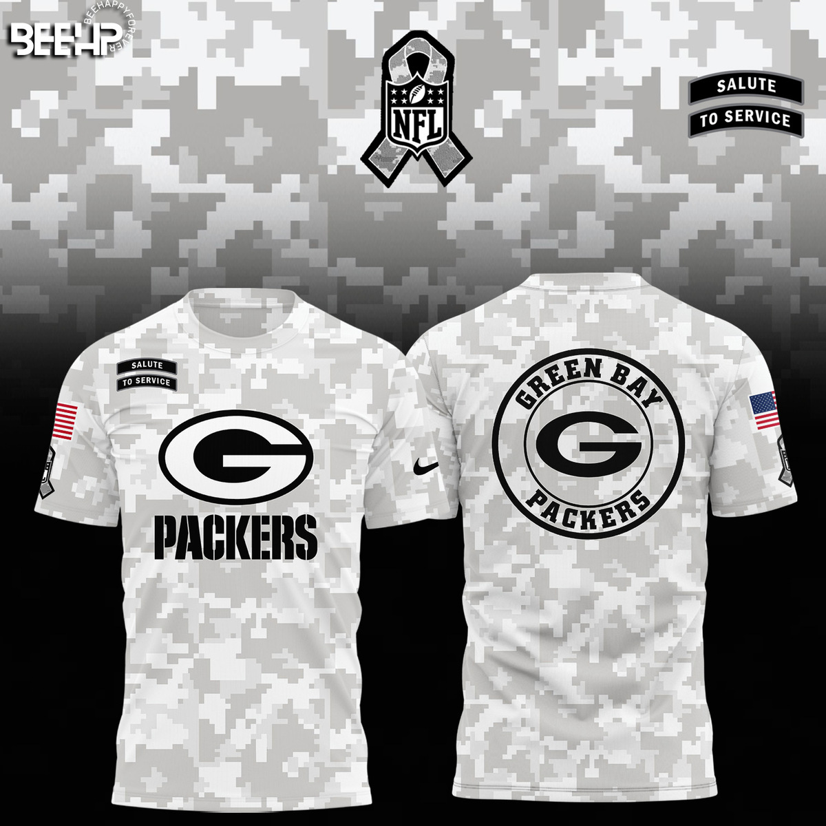 Green Bay Packers Camo Salute to Service Combo - Famjoys Green Bay Packers Camo Salute to Service Combo - Famjoys