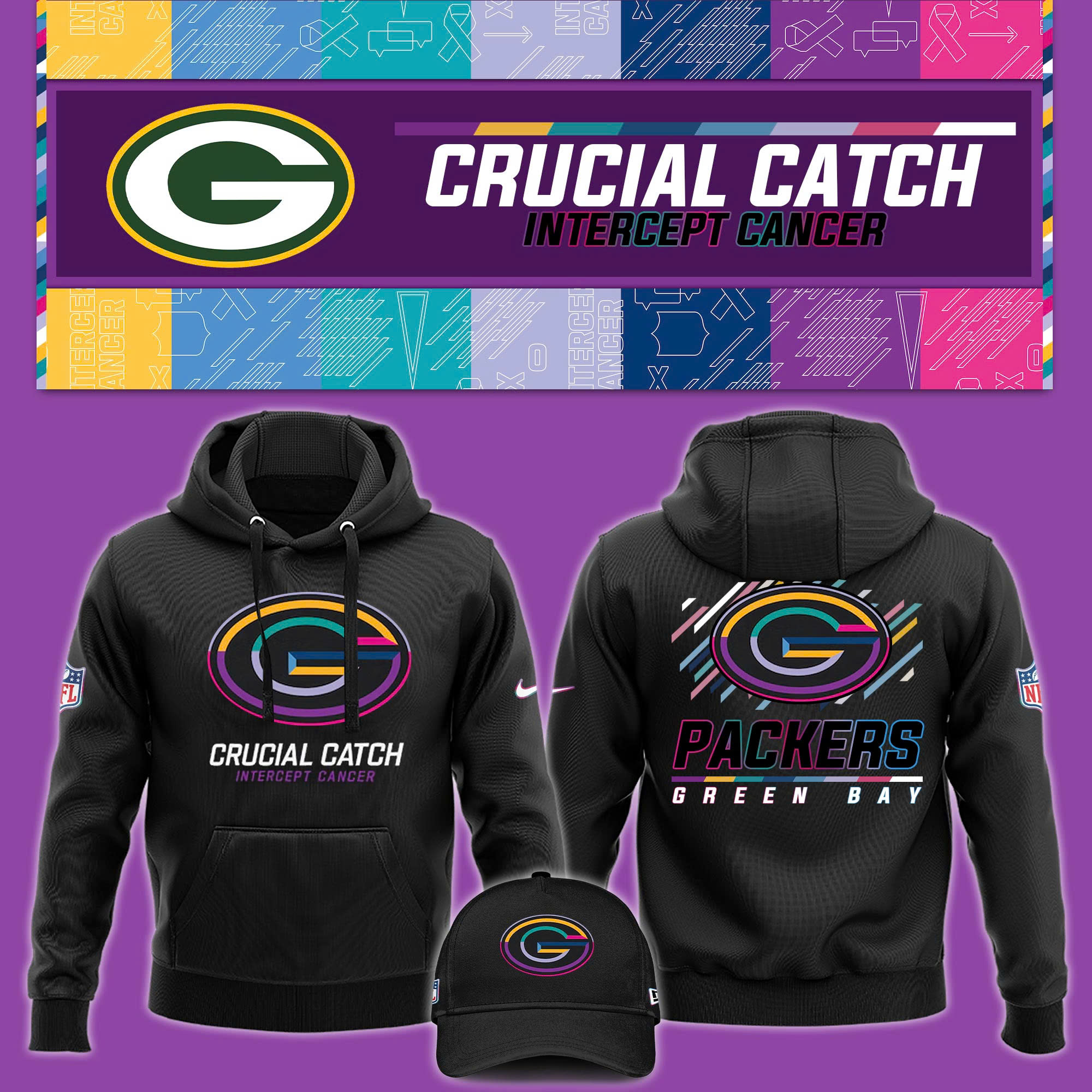 Green Bay Packers Crucial Catch Hoodie - Famjoys Green Bay Packers Crucial Catch Hoodie - Famjoys