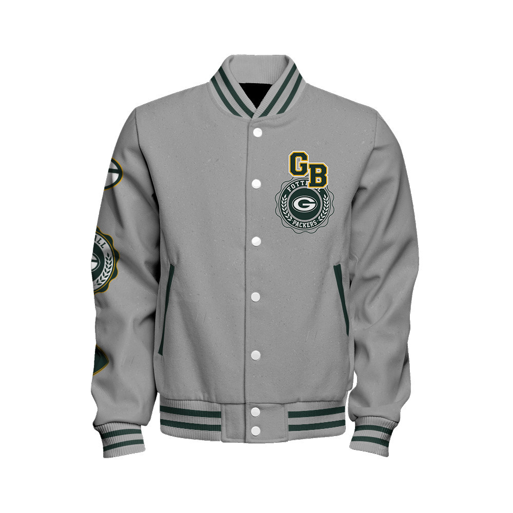 Green Bay Packers - Feel The Power Unisex Varsity Jacket - Famjoys Green Bay Packers - Feel The Power Unisex Varsity Jacket - Famjoys