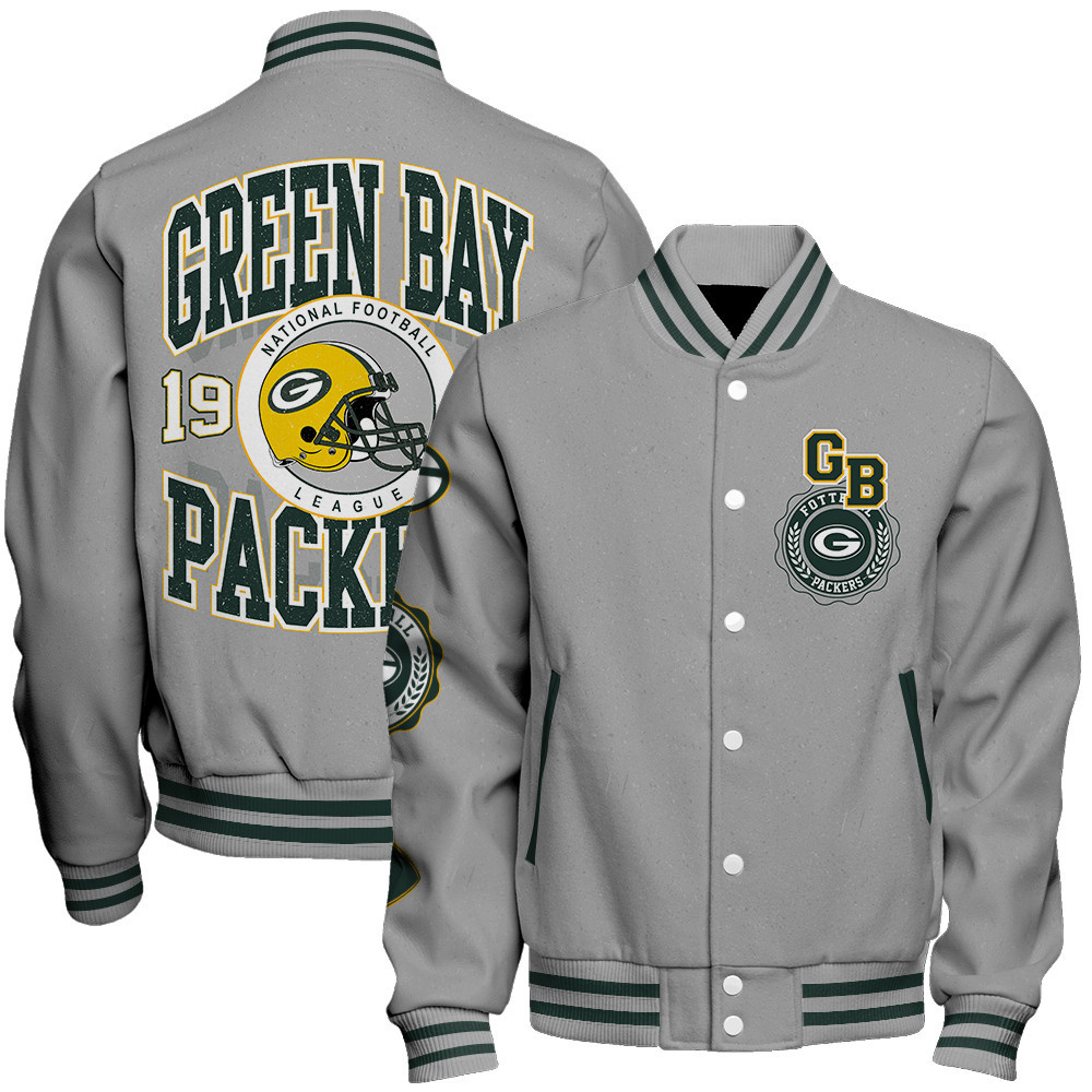 Green Bay Packers - Feel The Power Unisex Varsity Jacket - Famjoys Green Bay Packers - Feel The Power Unisex Varsity Jacket - Famjoys