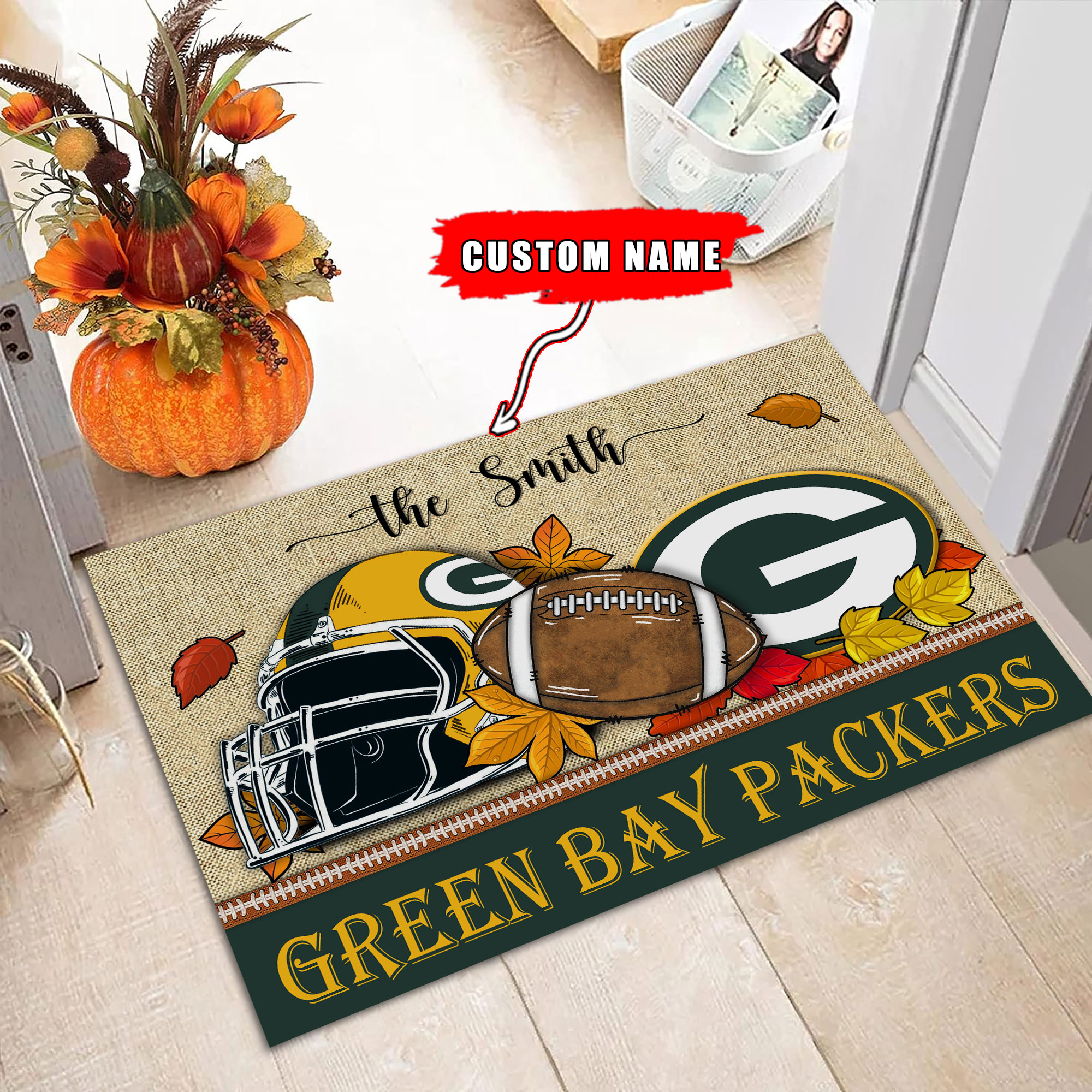 Green Bay Packers Football Doormat - Famjoys Green Bay Packers Football Doormat - Famjoys