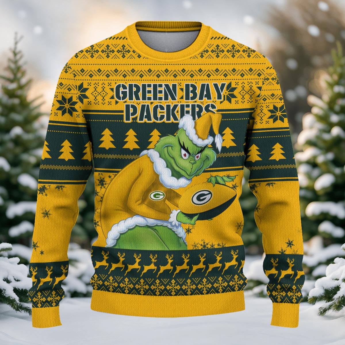 Green Bay Packers Grinch Ugly Christmas Sweater - Famjoys Green Bay Packers Grinch Ugly Christmas Sweater - Famjoys