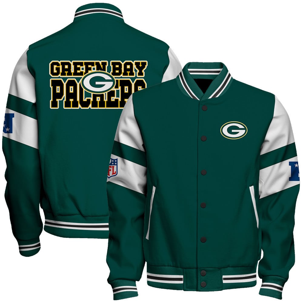 Green Bay Packers National Football Conference Unisex Varsity Jacket V11 - Famjoys Green Bay Packers National Football Conference Unisex Varsity Jacket V11 - Famjoys
