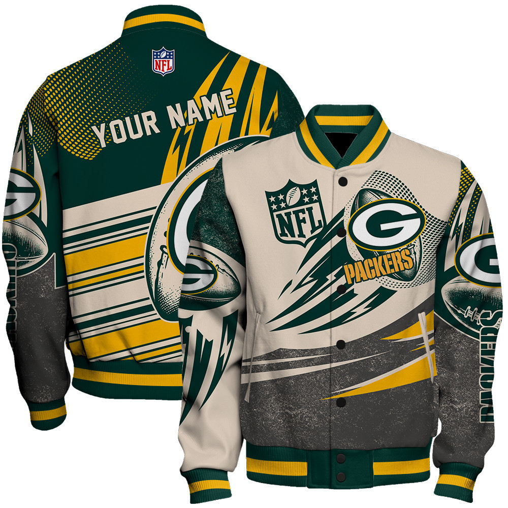 Green Bay Packers - National Football League Customized AOP Varsity Jacket V10 - Famjoys Green Bay Packers - National Football League Customized AOP Varsity Jacket V10 - Famjoys