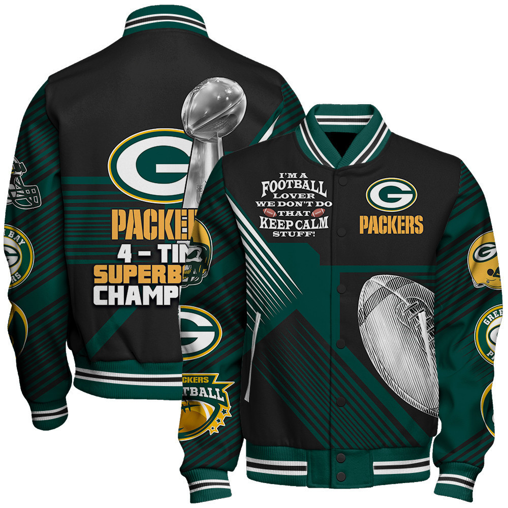 Green Bay Packers National Football League Varsity Jacket STM V2 - Famjoys Green Bay Packers National Football League Varsity Jacket STM V2 - Famjoys
