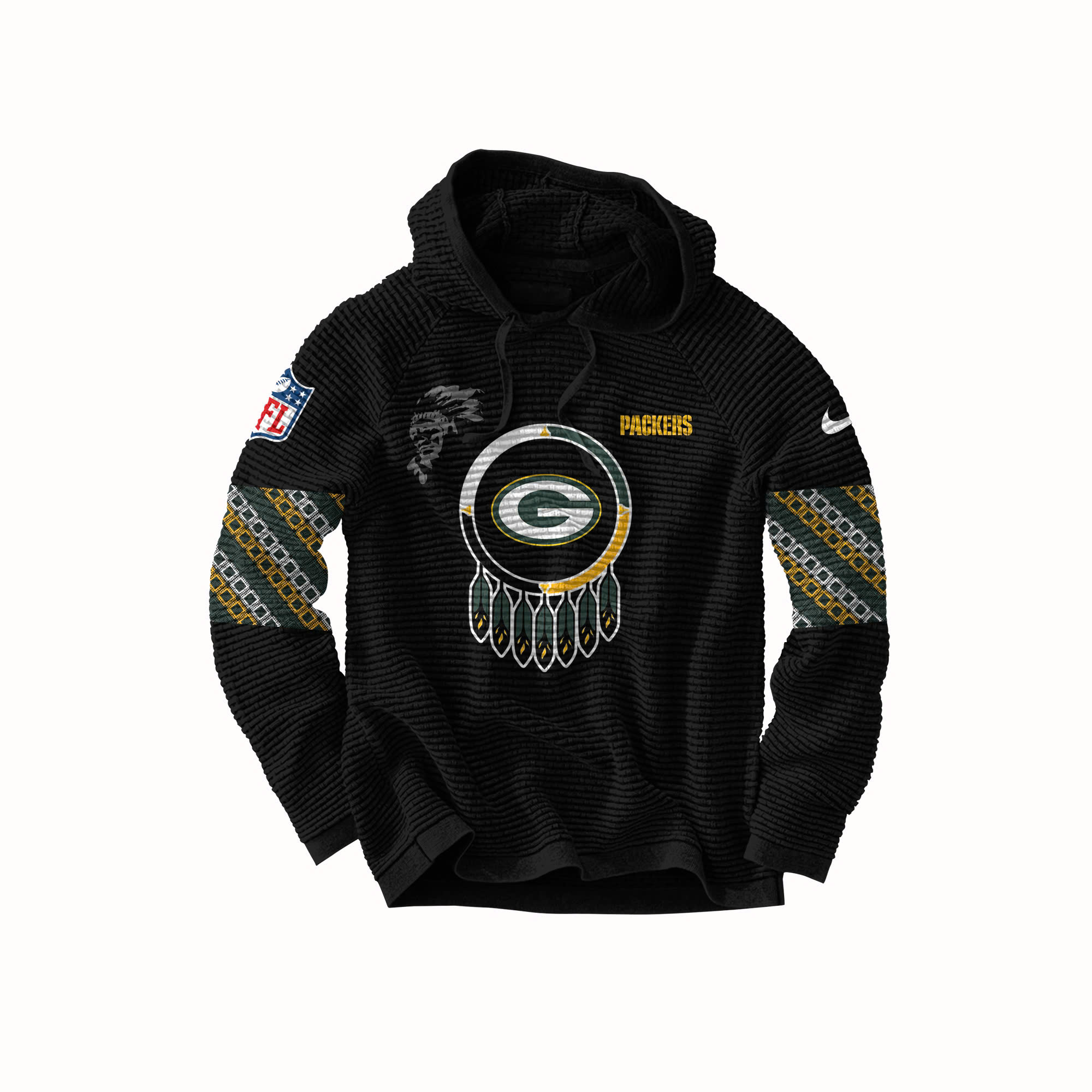 Green Bay Packers Native American Heritage Month Premium Waffle Hoodie - Famjoys Green Bay Packers Native American Heritage Month Premium Waffle Hoodie - Famjoys