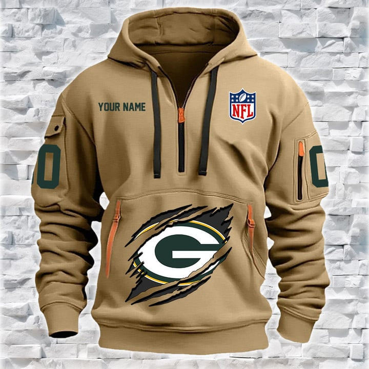 Green Bay Packers New Personalized Quarter Zip Hoodie AZBTQZH000069 - Famjoys Green Bay Packers New Personalized Quarter Zip Hoodie AZBTQZH000069 - Famjoys