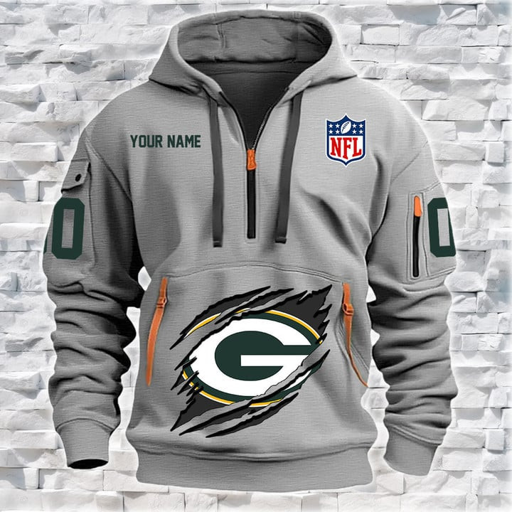 Green Bay Packers New Personalized Quarter Zip Hoodie AZBTQZH000069 - Famjoys Green Bay Packers New Personalized Quarter Zip Hoodie AZBTQZH000069 - Famjoys
