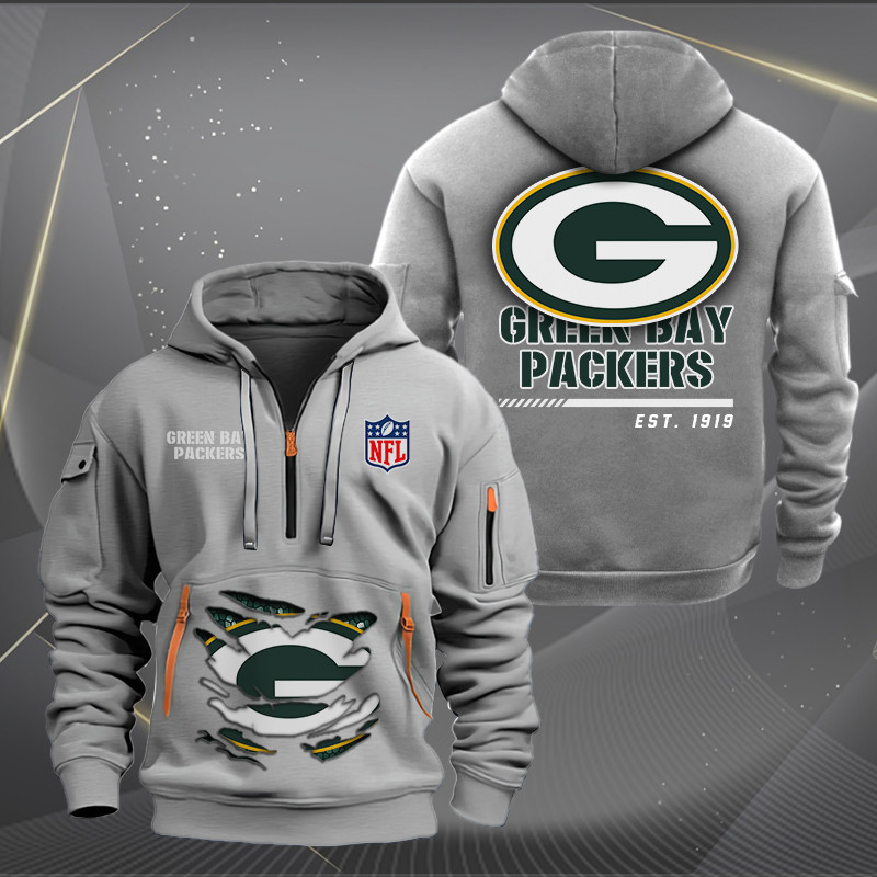 Green Bay Packers New Personalized Quarter Zip Hoodie AZBTQZH000106 - Famjoys Green Bay Packers New Personalized Quarter Zip Hoodie AZBTQZH000106 - Famjoys