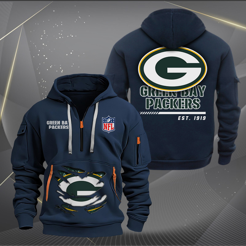Green Bay Packers New Personalized Quarter Zip Hoodie AZBTQZH000106 - Famjoys Green Bay Packers New Personalized Quarter Zip Hoodie AZBTQZH000106 - Famjoys