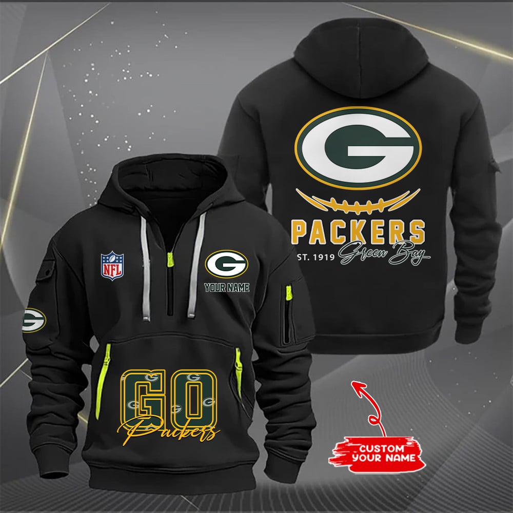 Green Bay Packers New Personalized Quarter Zip Hoodie AZBTQZH000161 - Famjoys Green Bay Packers New Personalized Quarter Zip Hoodie AZBTQZH000161 - Famjoys