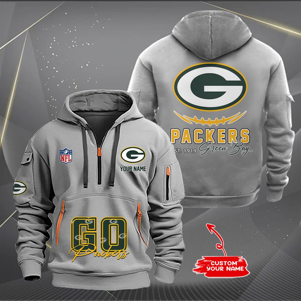 Green Bay Packers New Personalized Quarter Zip Hoodie AZBTQZH000161 - Famjoys Green Bay Packers New Personalized Quarter Zip Hoodie AZBTQZH000161 - Famjoys