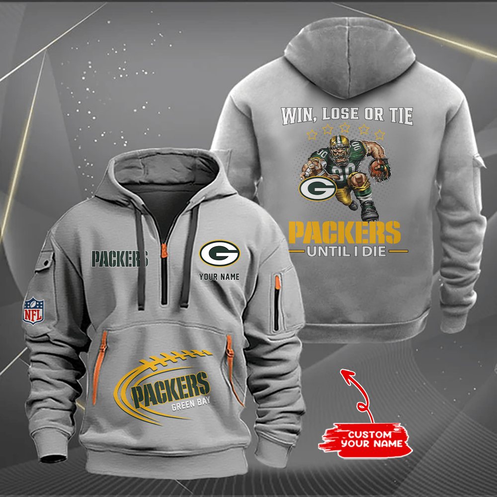 Green Bay Packers New Personalized Quarter Zip Hoodie AZBTQZH000175 - Famjoys Green Bay Packers New Personalized Quarter Zip Hoodie AZBTQZH000175 - Famjoys