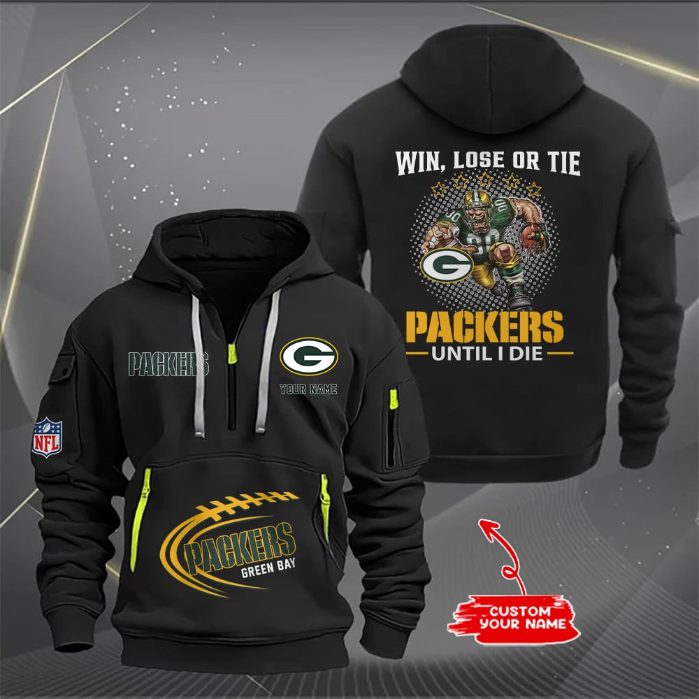 Green Bay Packers New Personalized Quarter Zip Hoodie AZBTQZH000175 - Famjoys Green Bay Packers New Personalized Quarter Zip Hoodie AZBTQZH000175 - Famjoys