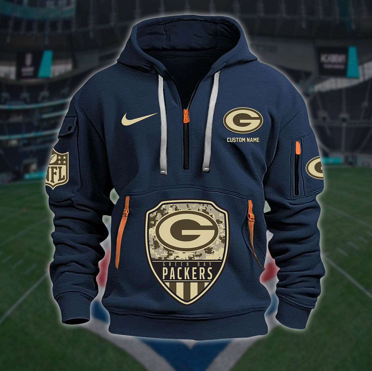 Green Bay Packers New Personalized Quarter Zip Hoodie AZBTQZH000183 - Famjoys Green Bay Packers New Personalized Quarter Zip Hoodie AZBTQZH000183 - Famjoys