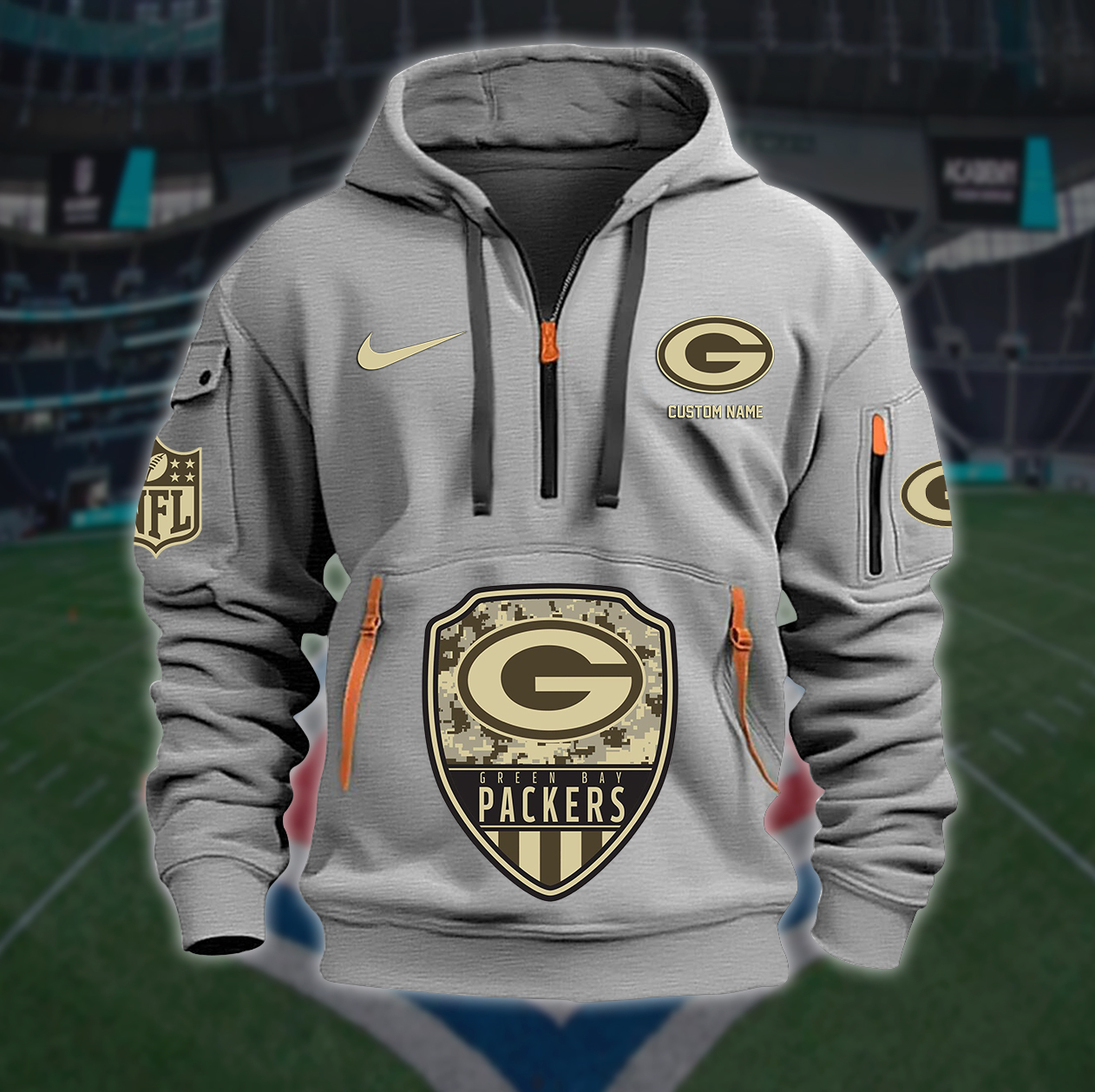 Green Bay Packers New Personalized Quarter Zip Hoodie AZBTQZH000183 - Famjoys Green Bay Packers New Personalized Quarter Zip Hoodie AZBTQZH000183 - Famjoys