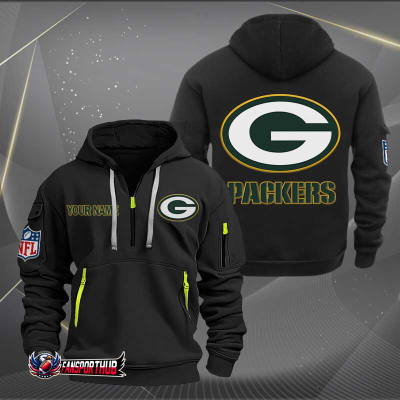 Green Bay Packers New Personalized Quarter Zip Hoodie AZBTQZH000216 - Famjoys Green Bay Packers New Personalized Quarter Zip Hoodie AZBTQZH000216 - Famjoys