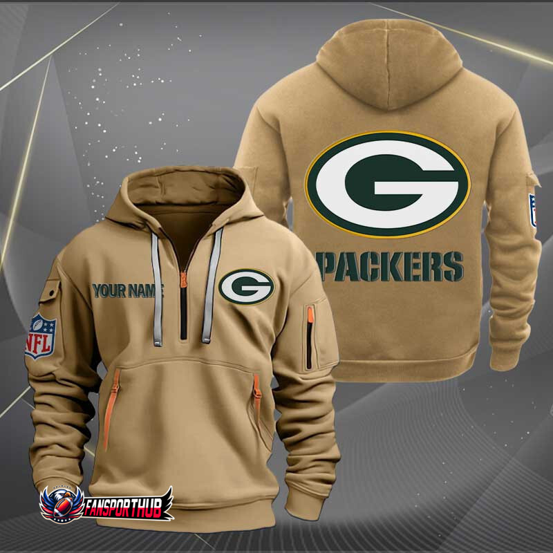 Green Bay Packers New Personalized Quarter Zip Hoodie AZBTQZH000216 - Famjoys Green Bay Packers New Personalized Quarter Zip Hoodie AZBTQZH000216 - Famjoys