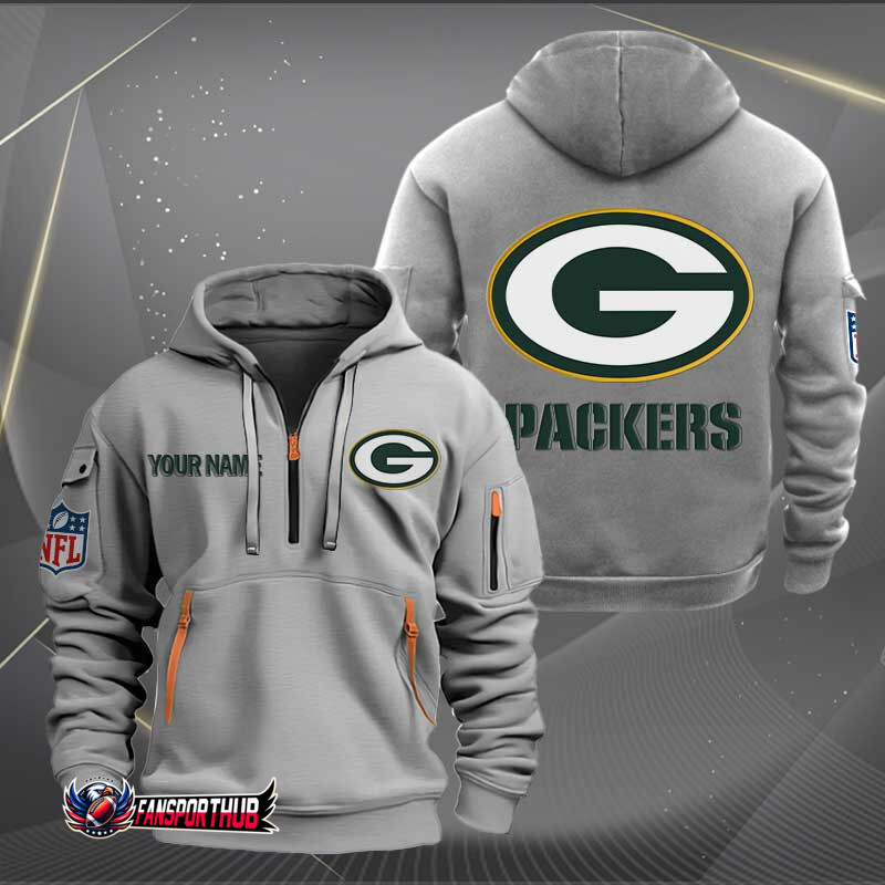 Green Bay Packers New Personalized Quarter Zip Hoodie AZBTQZH000216 - Famjoys Green Bay Packers New Personalized Quarter Zip Hoodie AZBTQZH000216 - Famjoys