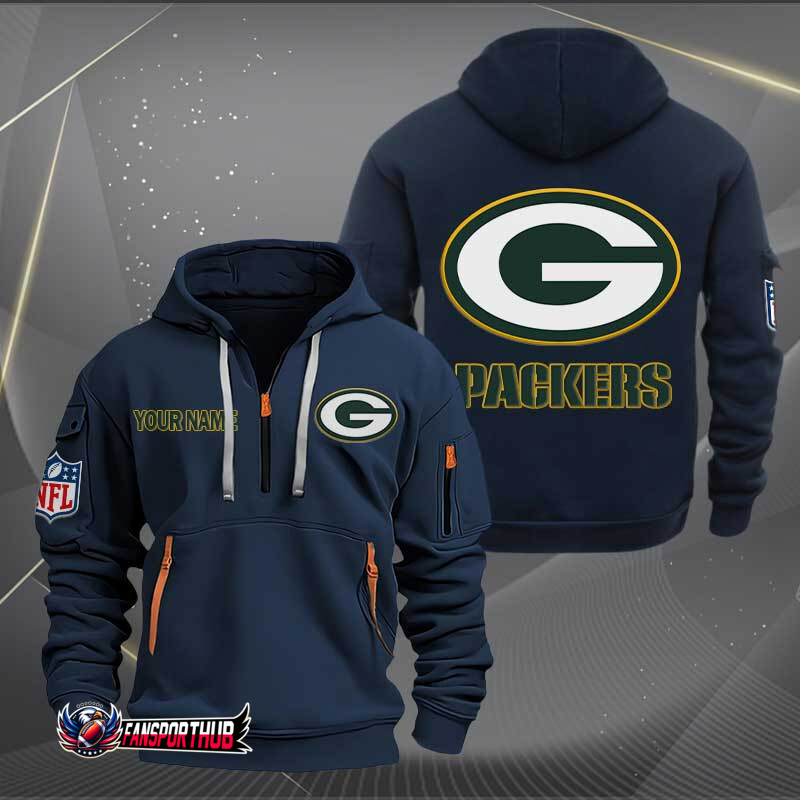 Green Bay Packers New Personalized Quarter Zip Hoodie AZBTQZH000216 - Famjoys Green Bay Packers New Personalized Quarter Zip Hoodie AZBTQZH000216 - Famjoys