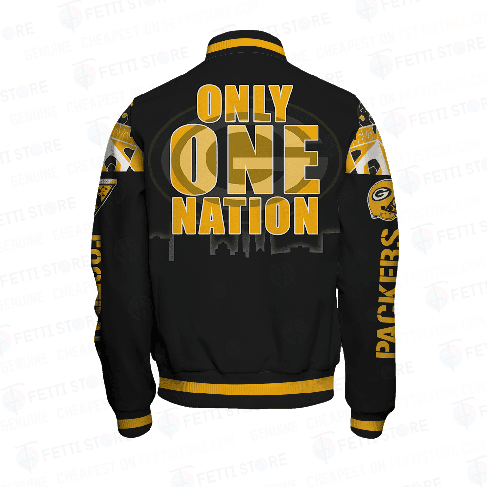 Green Bay Packers Only One Nation Print Varsity Jacket - Famjoys Green Bay Packers Only One Nation Print Varsity Jacket - Famjoys