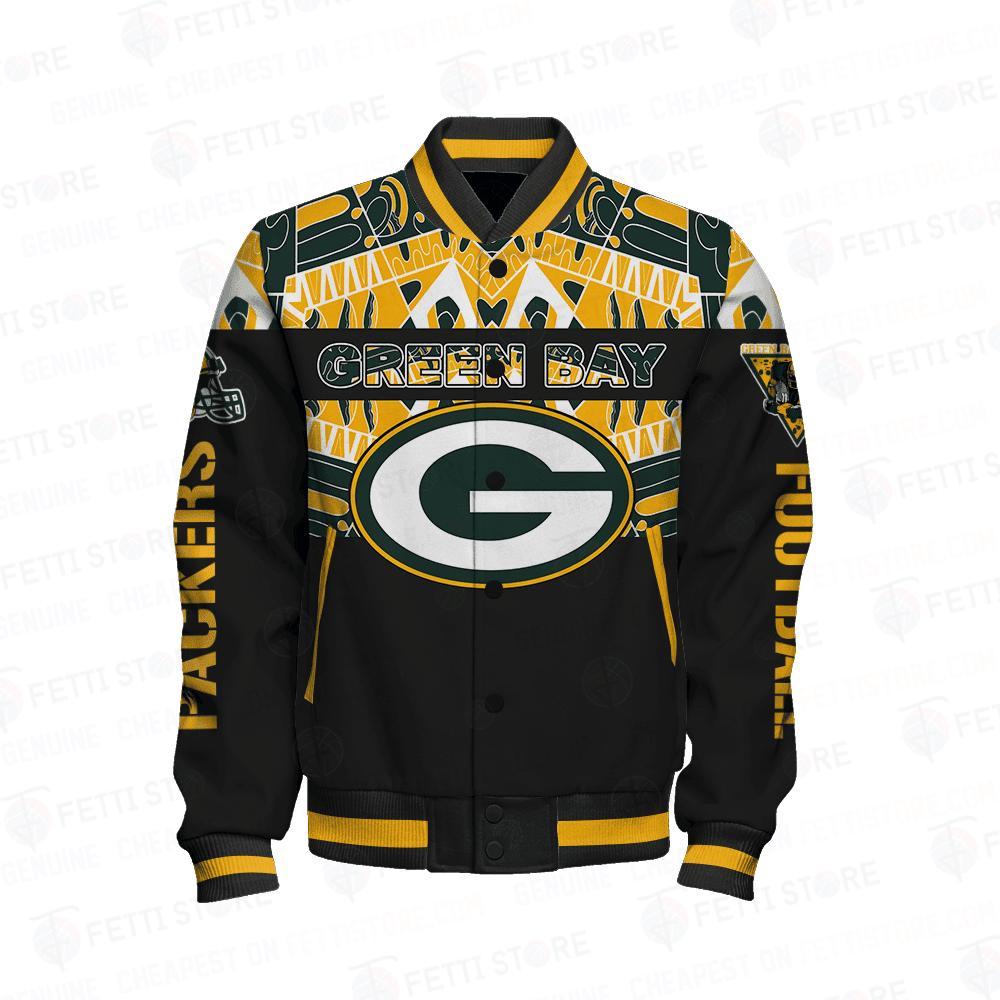 Green Bay Packers Only One Nation Print Varsity Jacket - Famjoys Green Bay Packers Only One Nation Print Varsity Jacket - Famjoys