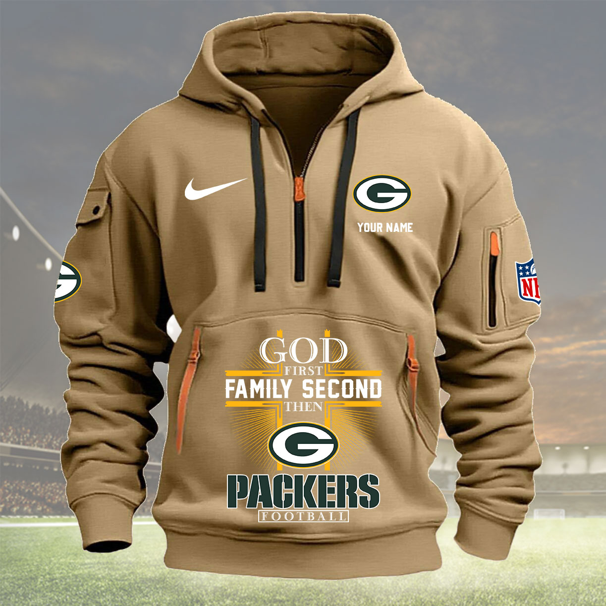 Green Bay Packers Personalized Quarter Zip Hoodie New Collection AZBTQZH000252 - Famjoys Green Bay Packers Personalized Quarter Zip Hoodie New Collection AZBTQZH000252 - Famjoys