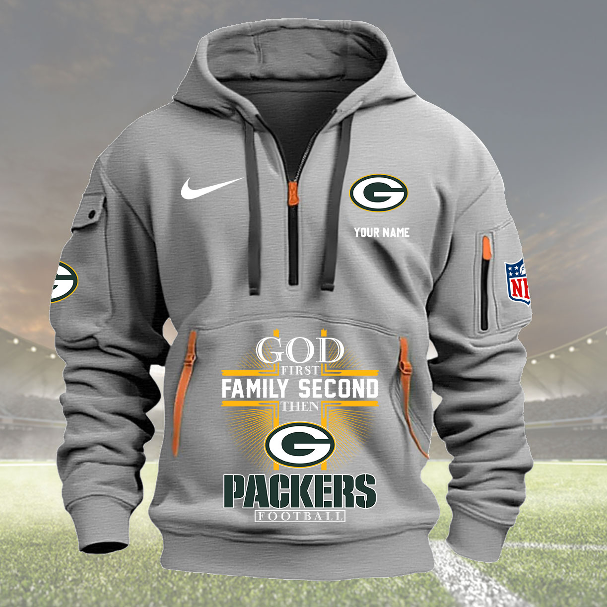 Green Bay Packers Personalized Quarter Zip Hoodie New Collection AZBTQZH000252 - Famjoys Green Bay Packers Personalized Quarter Zip Hoodie New Collection AZBTQZH000252 - Famjoys