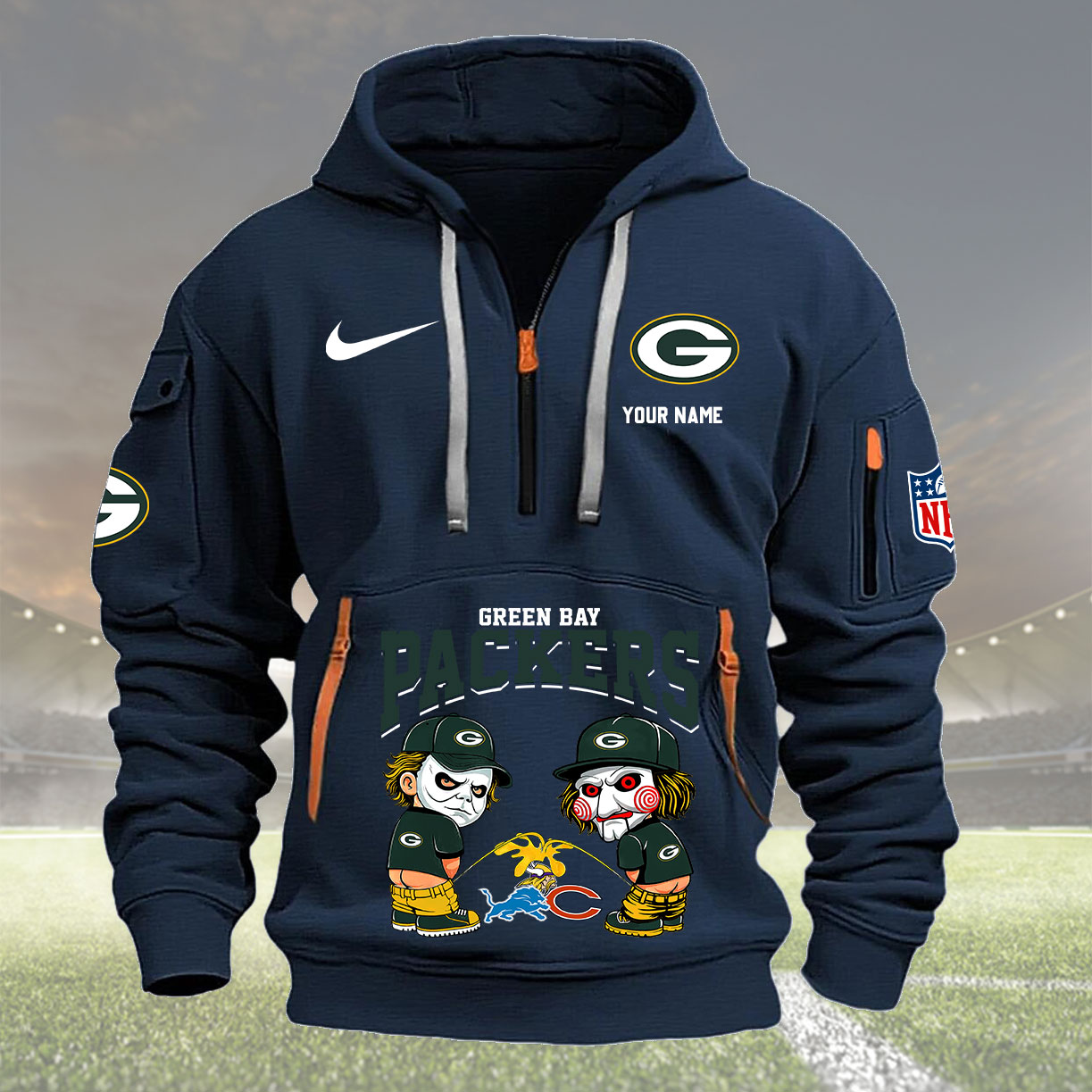 Green Bay Packers Personalized Quarter Zip Hoodie New Collection AZBTQZH000287 - Famjoys Green Bay Packers Personalized Quarter Zip Hoodie New Collection AZBTQZH000287 - Famjoys
