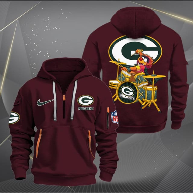Green Bay Packers Premium Personalized Quarter Zip Hoodie AZBTCQZH000012 - Famjoys Green Bay Packers Premium Personalized Quarter Zip Hoodie AZBTCQZH000012 - Famjoys