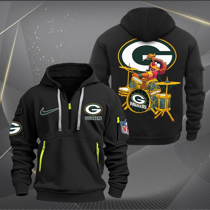 Green Bay Packers Premium Personalized Quarter Zip Hoodie AZBTCQZH000012 - Famjoys Green Bay Packers Premium Personalized Quarter Zip Hoodie AZBTCQZH000012 - Famjoys