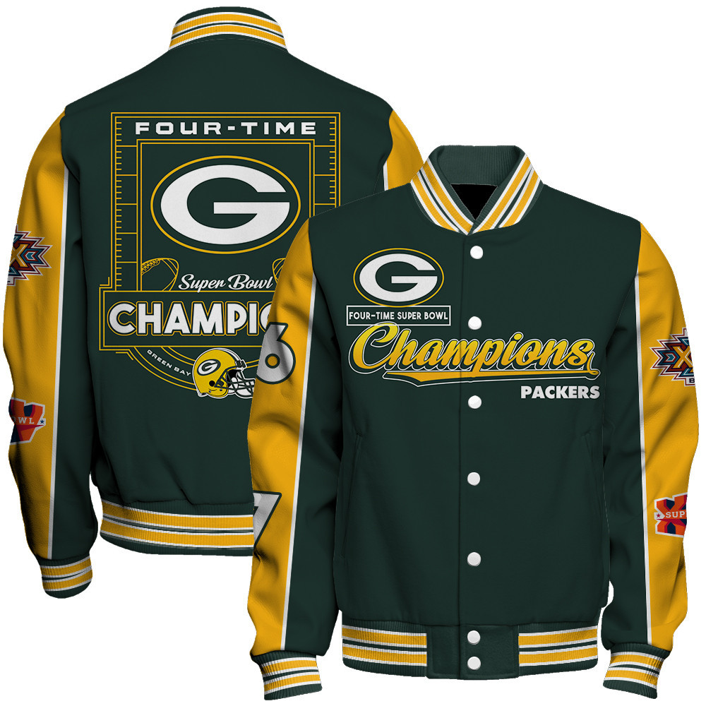 Green Bay Packers Super Bowl Champions Live For These Colors Varsity Jacket - Famjoys Green Bay Packers Super Bowl Champions Live For These Colors Varsity Jacket - Famjoys