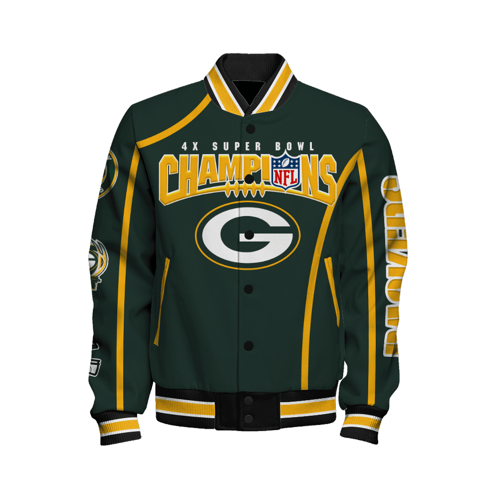 Green Bay Packers Super Bowl Champions Winning Spirit Varsity Jacket - Famjoys Green Bay Packers Super Bowl Champions Winning Spirit Varsity Jacket - Famjoys