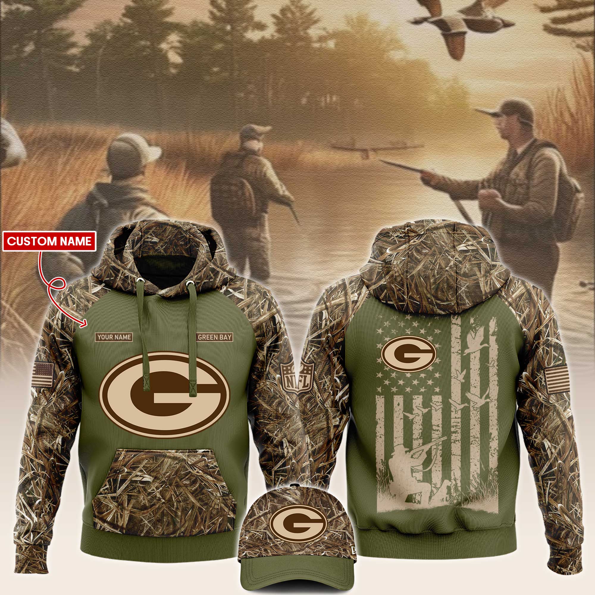Green Bay Packers x Hunting Hoodie V2 - Famjoys Green Bay Packers x Hunting Hoodie V2 - Famjoys